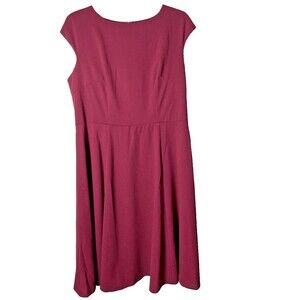 Dress Tells Woman's Red Cap Sleeve Flare Midi Tea Length Dress Size 2XL